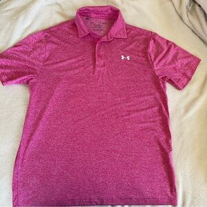 Under Armour Men’s Pink Heather Polo Shirt Loose fit Playoff Polo